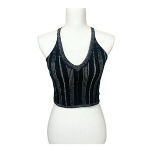 American Apparel Black & Gray Racerback Cropped Tank Top Size Small